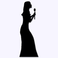 Black silhouette of the woman singer clipart