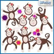 Mod Girl Monkey Clip Art