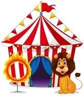 Cartoon lion near the circus clipart