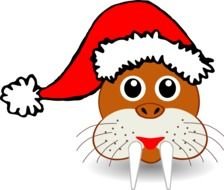 christmas animal in santa claus hat