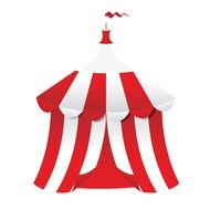 painted striped tent for the festival