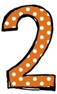 orange number 2 in polka dots