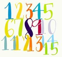 Clip Art Numbers 1 20 drawing