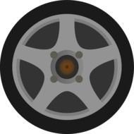 painted black car wheel on a white background