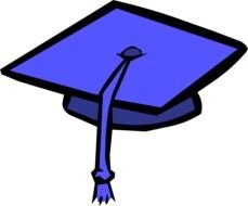 blue graduation cap, top view