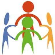 People of different colors hold hands