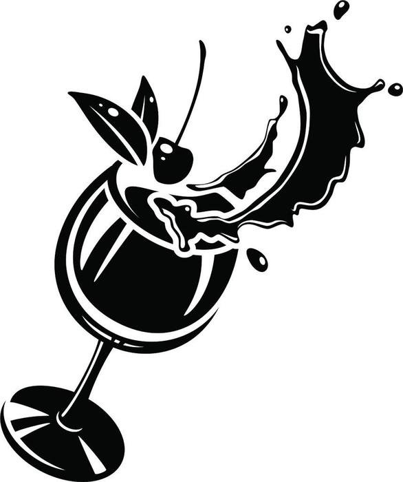 Goblet Of Wine Kitchen Decals drawing