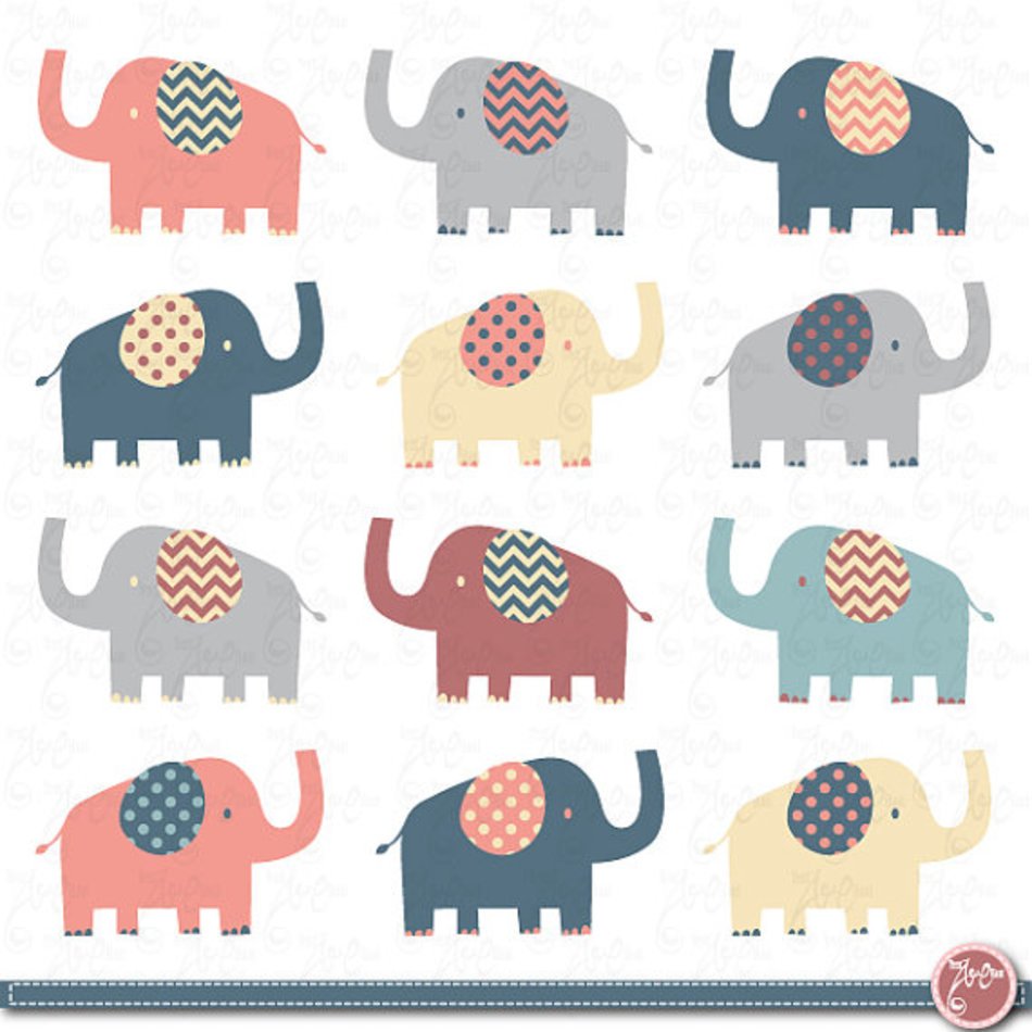 Cute Baby Elephant Clip Art N14