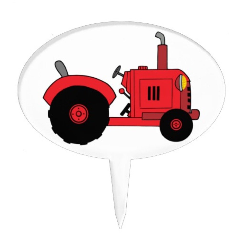 Vintage Red Tractor Cake Toppers