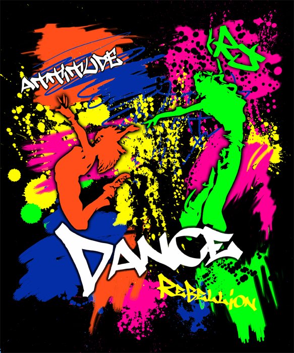 color drawing of dancing on a black background