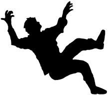 drawn black silhouette of a falling man