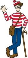 man in a striped sweater with a wand and bag