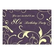 Purple 80th Birthday Party Invitation