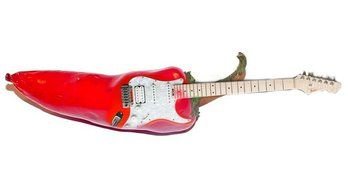 electric Guitar with body in form of Red Hot Chili Pepper