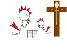 Cross And Praying Hands drawing