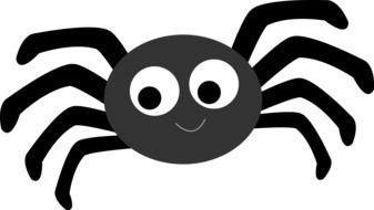 funny Cartoon Spider, black and white