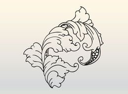 painted vintage flower on gray background