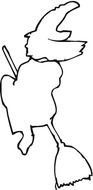 white silhouette of a witch on a broomstick