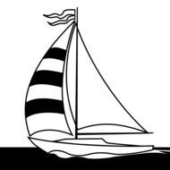 black and white picture of a sailing ship on the water