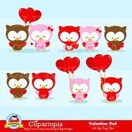 Valentine Owl Clip Art N7