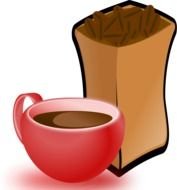 Cup Of Coffee With Sack Beans as a picture for clipart