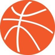 drawing of a basketball ball with white stripes on a white background