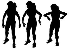 three silhouettes of zombie girls