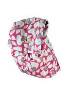 white fabric with a pink pattern on a white background