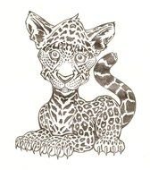 Black and white drawing of the jaguar clipart