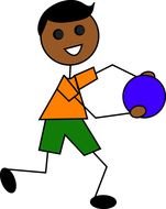 Boy Playing Ball drawing