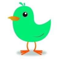 cartoon bright green little bird