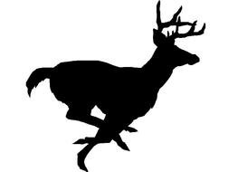 black silhouette of a running deer with horns