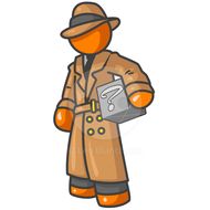 An Orange Man Detective Holding A Box With Something In It But No One