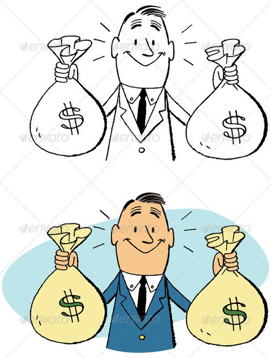 Cartoon Man Holding Money Bags