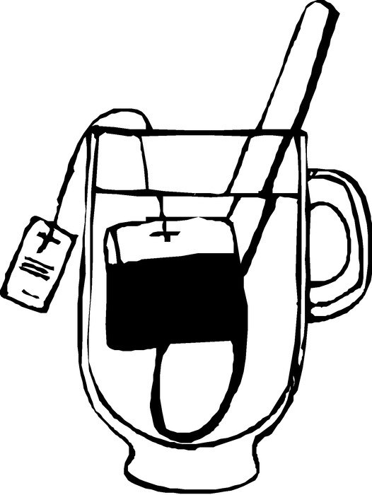 Black and white drawing of the tea clipart