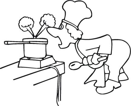 Clip Art Kids Cooking Coloring Pages