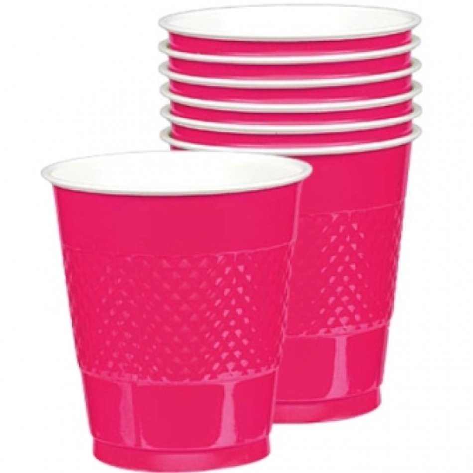 Bright Pink Plastic Cups 355ml 10 PKG 20
