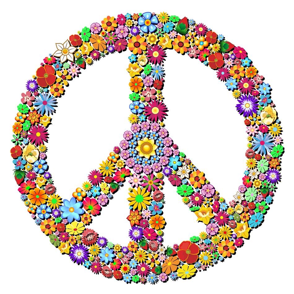hippie sign in flowers as a picture for clipart