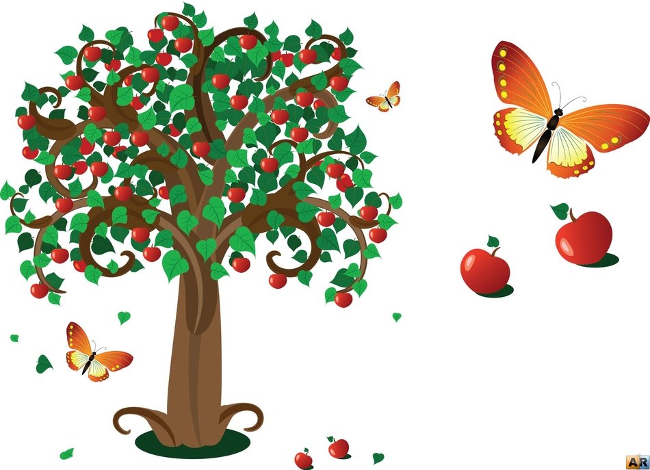 tree fruit and insect drawing