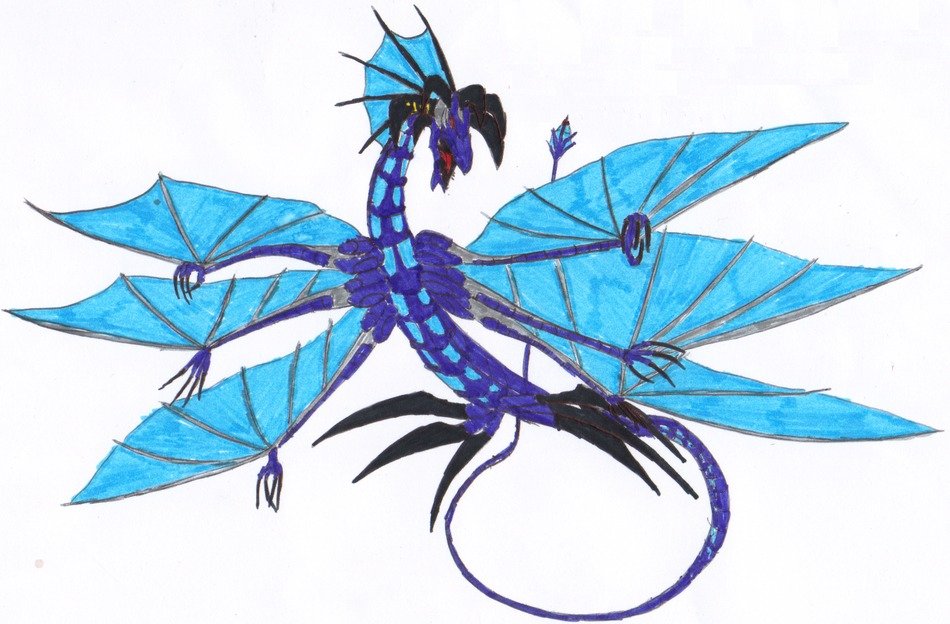 Leviathan Dragon blue drawing