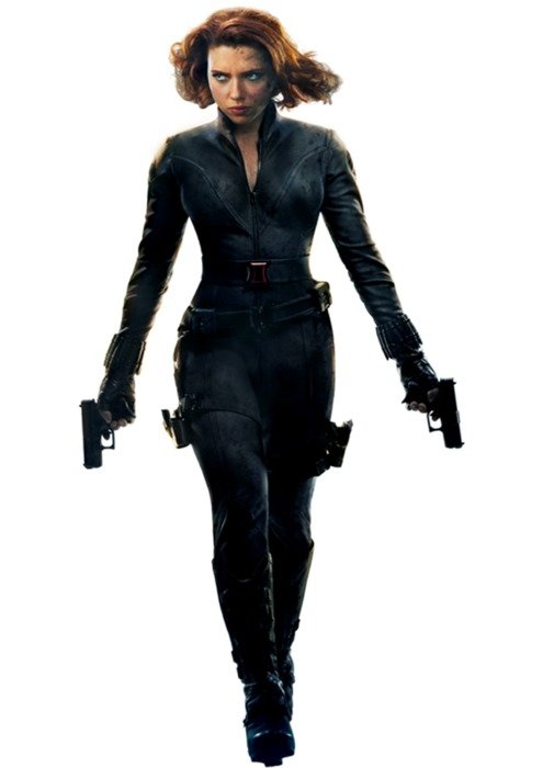 girl in a suit and with pistols