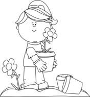 Flower Garden Clip Art Black And White N3