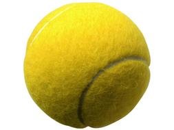yellow fluffy tennis ball on a white background