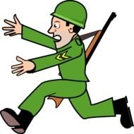 Clipart of Cartoon Army Soldier Running