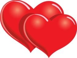 two red hearts at a wedding