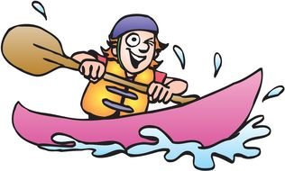 happy Cartoon man in Kayak, Clip Art