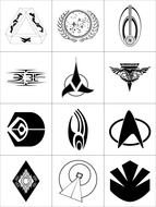 black and white set of Star Trek Logos And Symbols