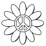 drawn bud with a core symbol of peace