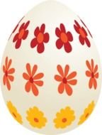 painted white egg with colorful flowers