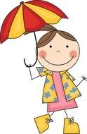 little girl under an umbrella as a illustration